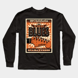 Bold Retro Style Blues Poster Long Sleeve T-Shirt